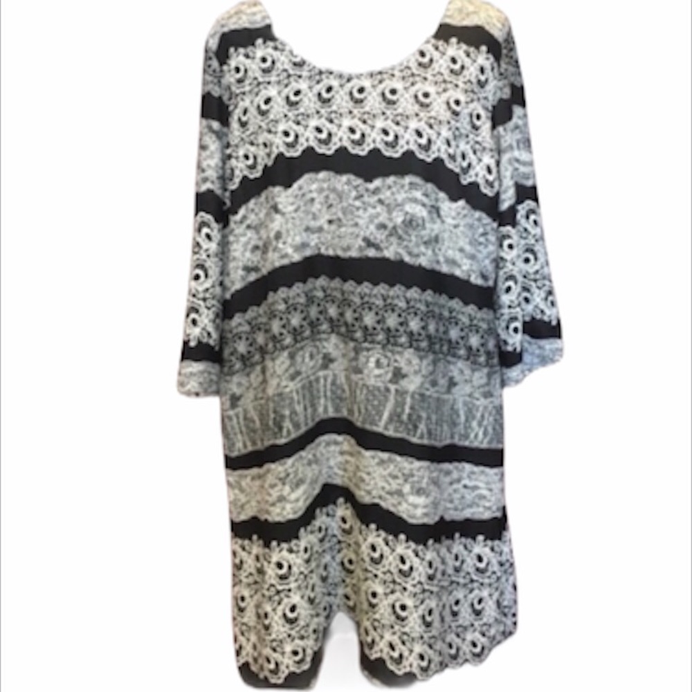 Grazia Dress, Black, Cream, Size 16